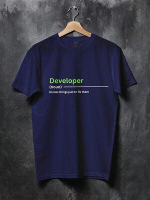 developer geek royal blue tshirt