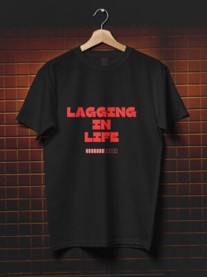 lagging in life geek black tshirt