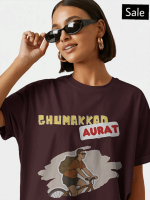 ghumakkad aurat girls oversized tshirt maroon