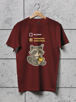 not-sleep-but-version-control-brin-red-geek-tshirt