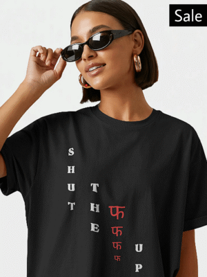 shut the fff up girls oversized tshirt black