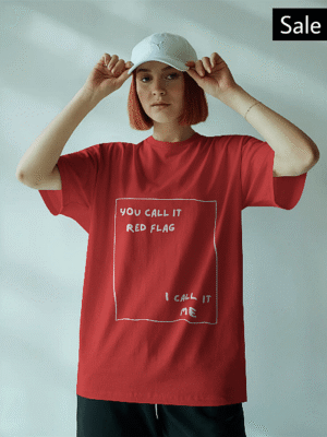 you call it red flag I call it me girls oversized tshirt red